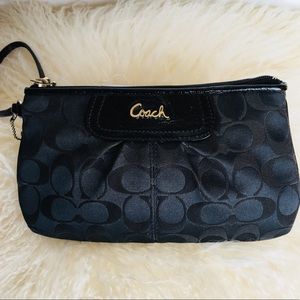 Authentic Coach Black Fabric Wristlet